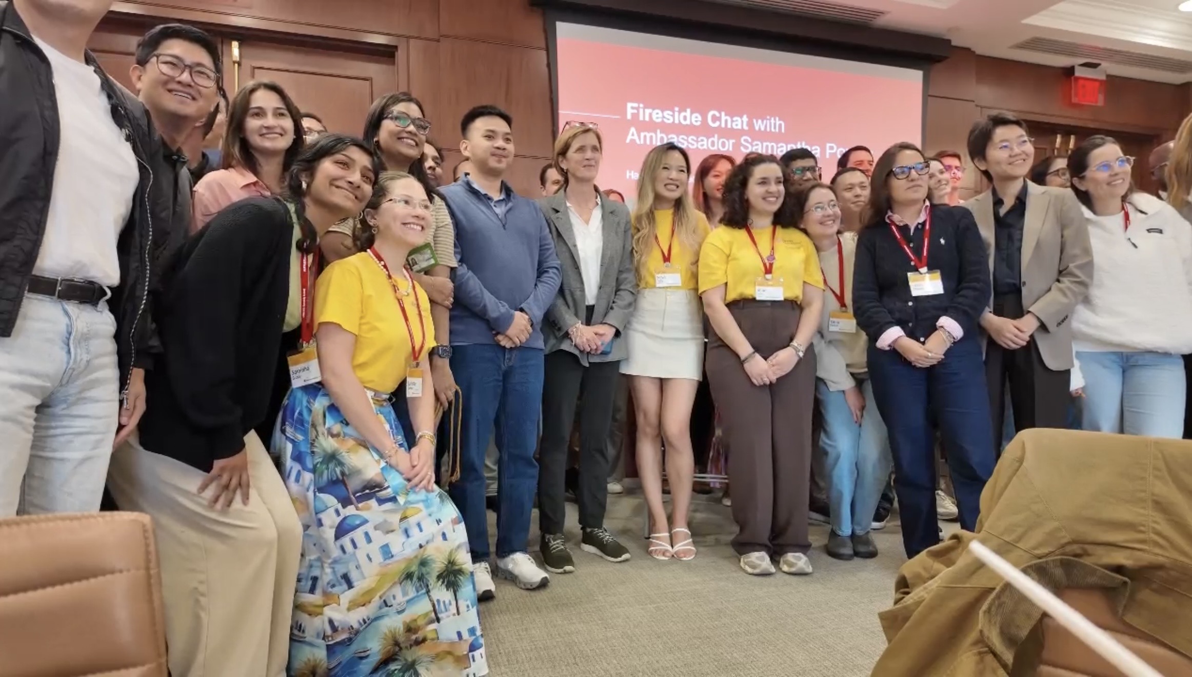 The MPA orientation group with Ambassador Samantha Power after the fireside chat